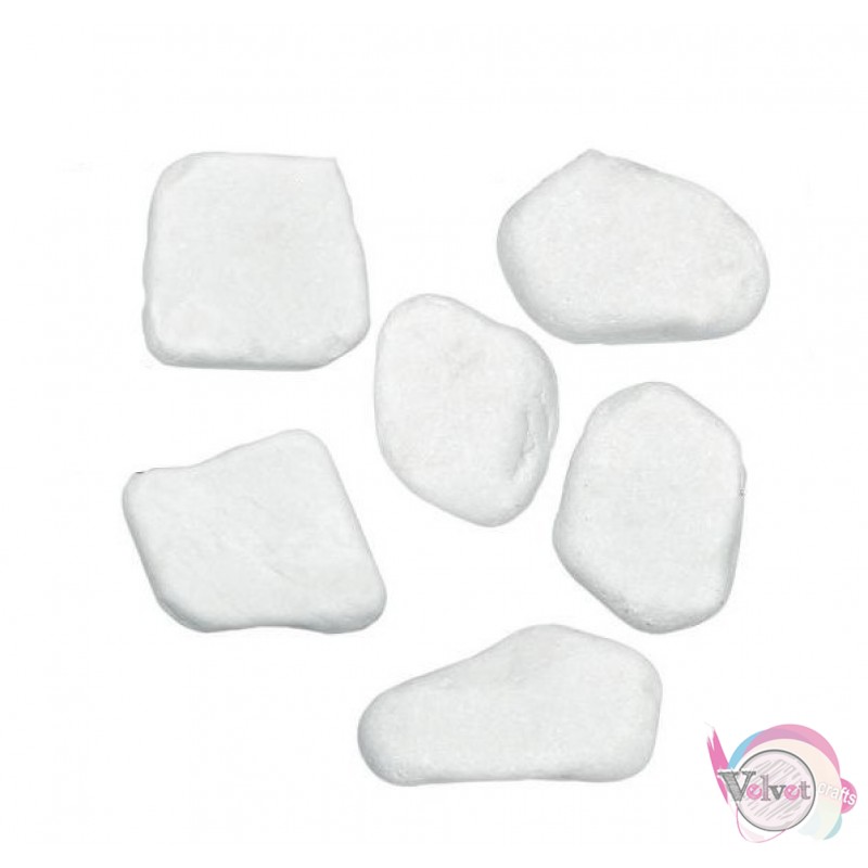 Πέτρες βότσαλο λευκές, ακανόνιστες για διακόσμηση, ~6-8cm, 2τμχ. Μεταλλικά γούρια