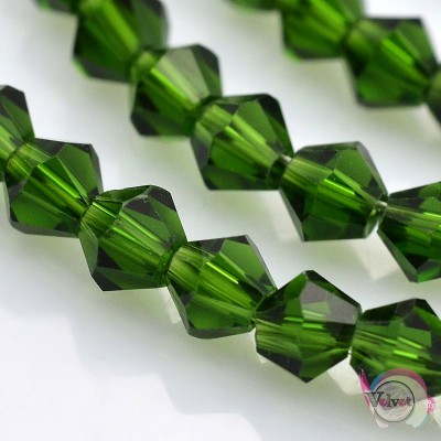 Γυάλινες κωνικές, πράσινο-λαδί, 4mm, ~95τμχ. 4mm