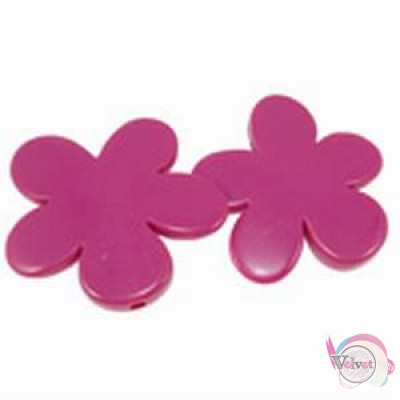 Λουλούδια ακρυλικά περαστά, ροζ-φούξ, 46mm, 10τμχ. Ακρυλικές χάντρες