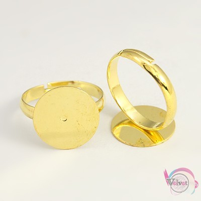 Βάση δαχτυλιδιού με πλακέ βάση 10mm, χρυσό, 10τμχ. Δαχτυλίδια