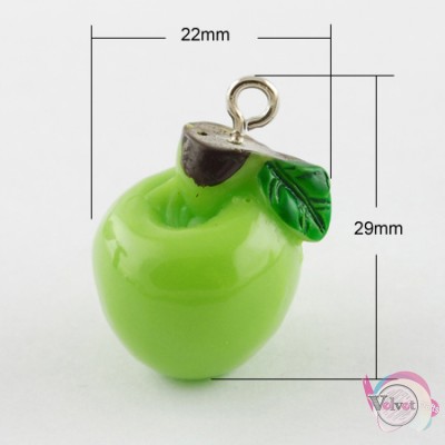 Πράσινο μήλο, κρεμαστό, 29mm, 10τμχ Fashion items