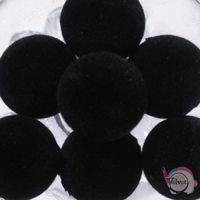 Βελούδινες χάντρες, μαύρες, 20mm, 20τμχ Υφασμάτινες-Μάλλινες