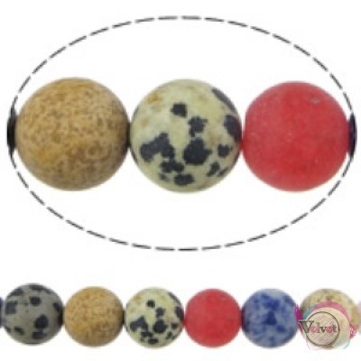 Διάφορες ημιπολύτιμες πέτρες mix, πολύχρωμες μάτ, 10mm, περίπου 37τμχ. Διάφορα