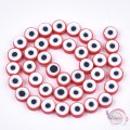 Χάντρες φίμο ματάκια, κόκκινα, 10.5x4.5mm, ~40τμχ. Ματάκια