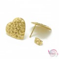 Ατσάλινα σκουλαρίκια για δημιουργία, καρδιά, χρυσό, 15.5mm 4τμχ. Εξαρτήματα