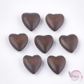 Καρδιές, περαστές, ξύλινες, καφέ σκούρο, 22x20mm,  8τμχ. Ξύλο