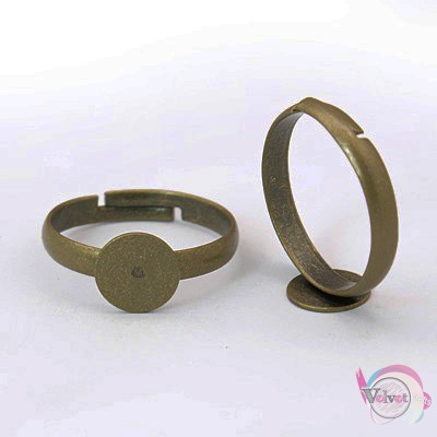Βάση δαχτυλιδιού,μπρονζέ, με πλακέ βάση 8mm,   10τμχ. Δαχτυλίδια