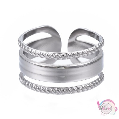 Ατσάλινo δαχτυλίδι για γυναίκες, ασημί, 18mm, 1τμχ Δαχτυλίδια γυναικεία