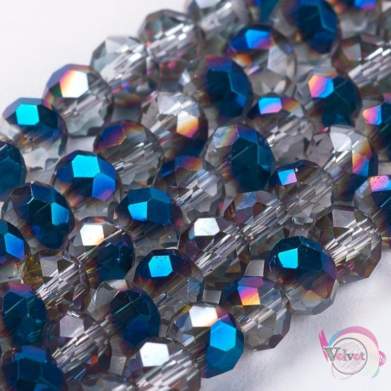 Κρυσταλλάκια τύπου Swarovski, μπλε indigo-διάφανο ιριδίζον, 2.5mm, ~165τμχ. 2mm-2.5mm