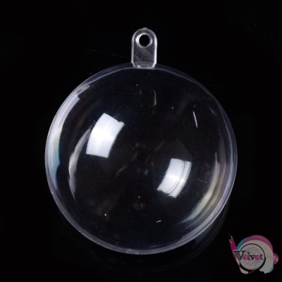 Ακρυλική μπάλα ανοιγόμενη, κρεμαστή, 6cm, 5τμχ Γούρια Plexi