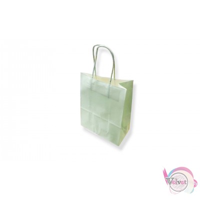 Τσάντα χάρτινη με στριφτό χερούλι, πράσινο μέντας, 21x13cm, 1τμχ. Σακούλες