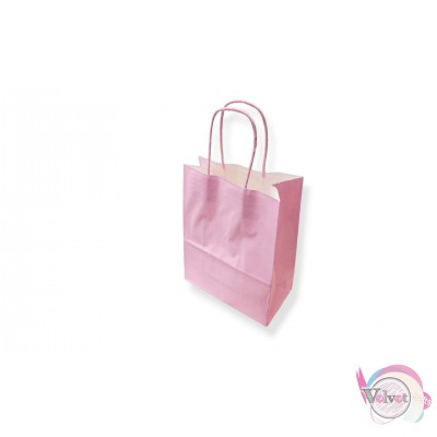 Τσάντα χάρτινη με στριφτό χερούλι, ροζ, 21x13cm, 1τμχ. Σακούλες
