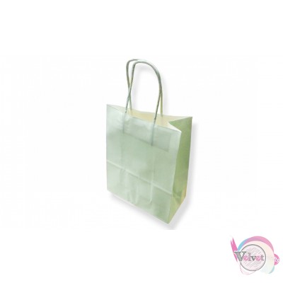 Τσάντα χάρτινη με στριφτό χερούλι, πράσινο μέντας, 25x19cm, 1τμχ. Σακούλες