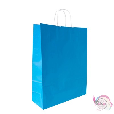 Τσάντα χάρτινη με στριφτό χερούλι, γαλάζιο, 32x12x41cm, 1τμχ. Σακούλες