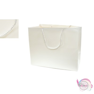 Τσάντα χοντρή πλαστικοποιημένη με χερούλι, λευκή, 35x32cm, 1τμχ. Σακούλες