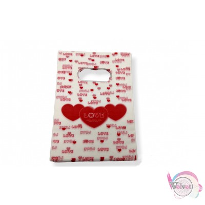 Σακουλάκια, με καρδούλες "love", κόκκινο, 18x13cm, 100τμχ Σακούλες