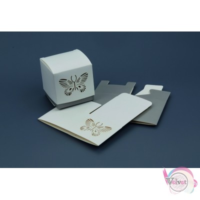 Χάρτινο κουτάκι, με πεταλούδα, λευκό, 6x6cm, 1τμχ Κουτιά 
