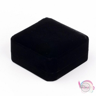 Βελούδινο κουτάκι δώρου για κολιέ, τετράγωνο, μαύρο, 9cm, 1τμχ. Συσκευασίες