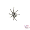 Χειροποίητη καρφίτσα, αράχνη, με στρας, ασημί πατίνα, 4.5cm, 1τμχ Καρφίτσες