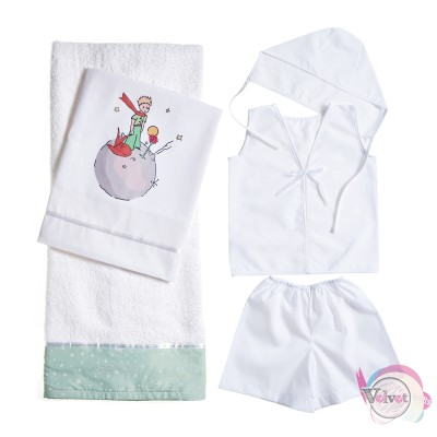 Baptism cloth for boy, little Prince, white, 1set  Textile materials