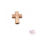 Μεταλλικός σταυρός, περαστός, ροζ χρυσό, 15mm, 10τμχ. Σταυροί περαστοί