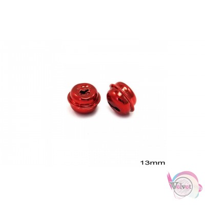 Κουδούνι, κόκκινο, 13mm,   40τμχ Fashion items