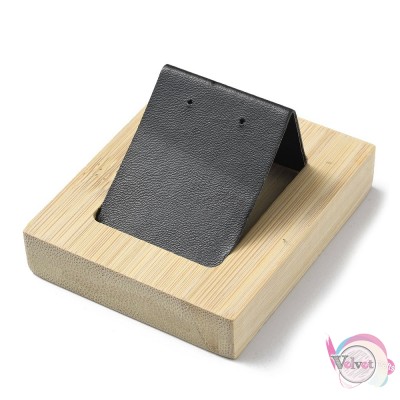 Ξύλινο stand για σκουλαρίκια, με μαύρο στήριγμα, ορθογώνιο, 5.9cm, 1τμχ Stands-Θήκες