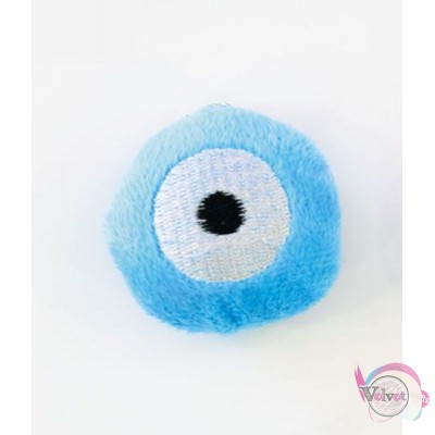 Μάτι πάνινο με κρικάκι, γαλάζιο, 8x3cm, 1τμχ. Fashion items