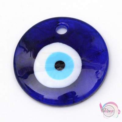 Γυάλινα μάτια lampwork, μπλε, 25x4.5mm, 3τμχ. Ματάκια