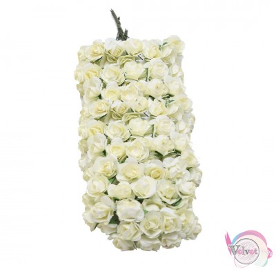 Χάρτινο λουλούδι, εκρού, 8cm, 2 ματσάκια/24 τμχ. Fashion items