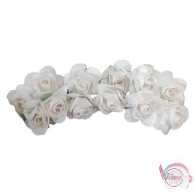 Χάρτινο λουλούδι, λευκό, 8cm, 2 ματσάκια/24τμχ. Fashion items