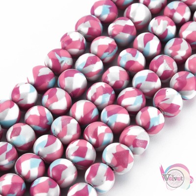 Χάντρες φίμο, ανοιχτό ροζ-πολύχρωμο, 8.5~9mm, 1 σειρά Φίμο
