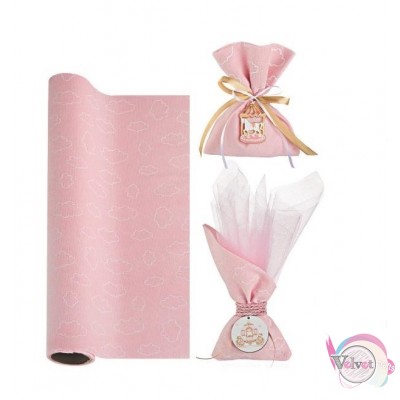 Fabric with clouds, pink, Φ150cm, 1 meter. Fabrics-Rolls