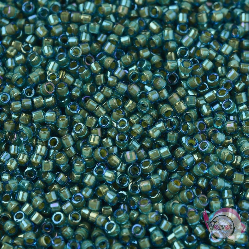 Χάντρες, MIYUKI® delica beads, πράσινο ιριδίζον, 11/0, 5gr. Miyuki Delica