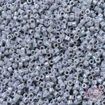 Χάντρες, MIYUKI® delica beads, ghost γκρι ιριδίζον, 11/0, 5gr. Miyuki Delica
