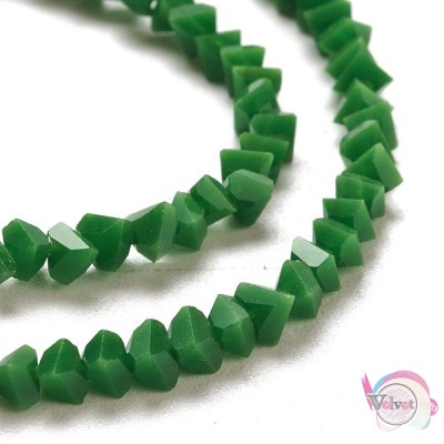 Γυάλινες χάντρες, jade, πολυγωνικές, πράσινες, 2.5mm, ~150τμχ. 2mm-2.5mm