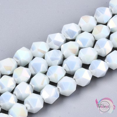 Κρυσταλλάκια πολυγωνικά, λευκό ιριδίζον, 5.5mm, ~95τμχ. Διάφορα σχήματα