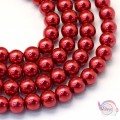 Γυάλινες πέρλες, κόκκινο πορφυρό, 10mm, ~85τμχ. Γυάλινες Πέρλες