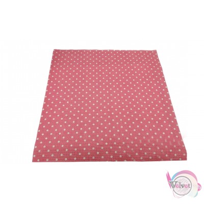 Gauze, square, pink polka dot, 28cm, 1pc Tulle