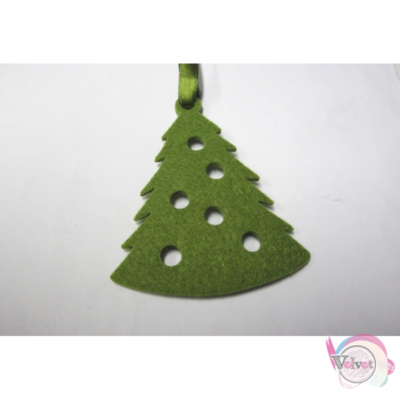 Διακοσμητικό, χριστουγεννιάτικο δέντρο, τσόχα, πράσινο, 70mm, 5τμχ. Γούρια γενικά
