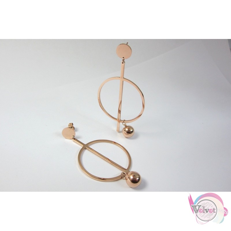 Ατσάλινα σκουλαρίκια, ροζ χρυσό, 70mm, 1 ζευγάρι. Σκουλαρίκια