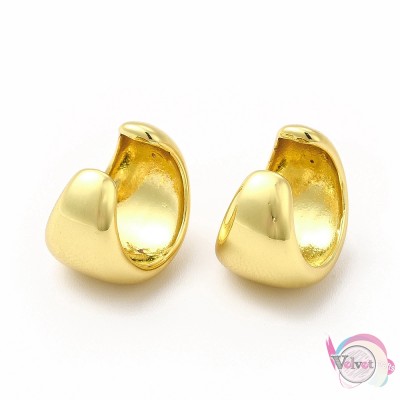 Σκουλαρίκια cuff earrings, επιχρυσωμένα 18K, 12mm, 1ζεύγος cuff earrings