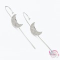 Σκουλαρίκια crawler earrings με ζιργκόν, φεγγάρι, ασημί, 55mm, 1τμχ cuff earrings