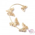 Σκουλαρίκι cuff earrings, πεταλούδες, με κρυσταλλάκια, χρυσό, 57mm, 1τμχ Ear cuffs