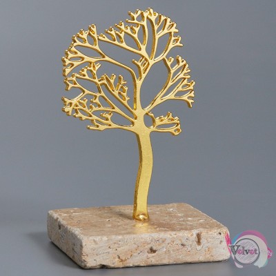 Μεταλλικό δέντρο της ζωής, χρυσό, σε μάρμαρο, 4.5x6cm, 1τμχ. Μεταλλικά γούρια