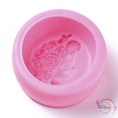 Καλούπι σιλικόνης για σαπούνια, με σχέδιο κοπέλα, ροζ, 7.9cm, 1τμχ. Καλούπια σιλικόνης