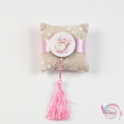 Pillow unicorn with ribbon and tassel, 10cm, 1pc  Textile materials