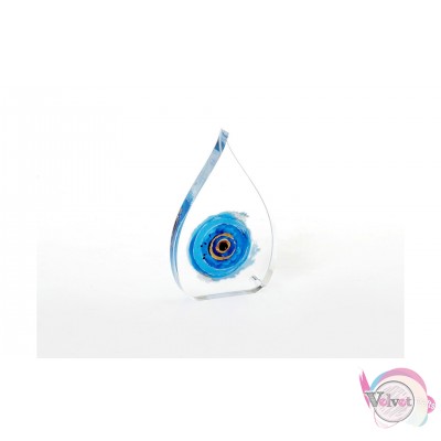 Plexiglass επιτραπέζιο γούρι σταγόνα με γαλάζιο μάτι, 9.6cm, 1τμχ. Γούρια Plexi