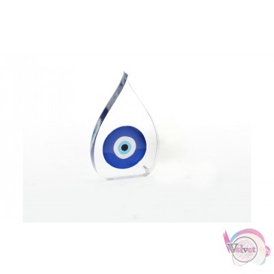 Plexiglass επιτραπέζιο γούρι σταγόνα με μπλε μάτι, 9.6cm, 1τμχ. Γούρια Plexi