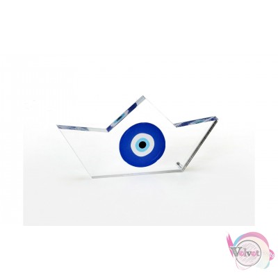 Plexiglass επιτραπέζιο γούρι καράβι με μπλε μάτι, 15cm, 1τμχ. Γούρια Plexi